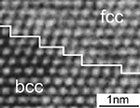 photo : Atomic structure of the austenite/martensite interphase boundary (high-resolution electron micrograph). 